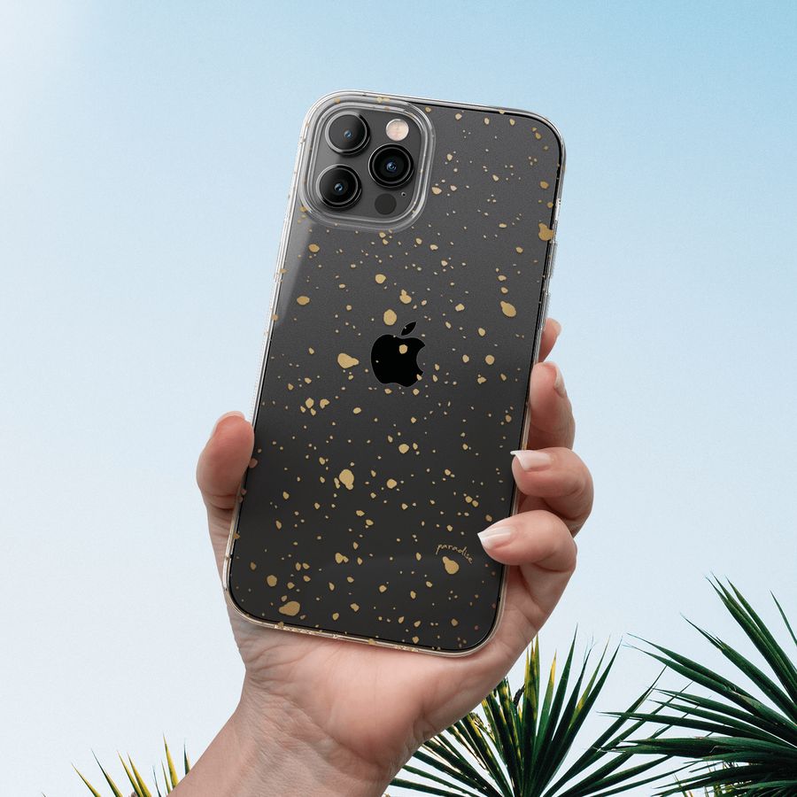 Gold Dot case against blue sky